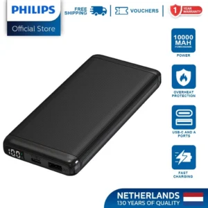 Philips 10000mAh 22.5 Watts USB-C Slim and Powerful Fast Charging Micro Powerbank
