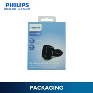 Philips Car Charger 45W 3 Port Fast Charger Car Adapter with PD 20W + PD 45W