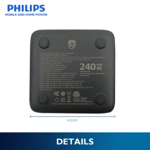Philips Ultra Fast 240W 5-Port GaN USB Desktop Charger with Digital Display 3 USB-C and 2 USB-A port