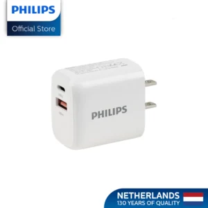 Philips 25Watts Fast Wall Charger with USB-C and USB-A Port Wall Charger