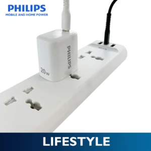Philips 5 Universal Power Outlet with Integrated USB/USB-C Charging Port 3 Meters Extension