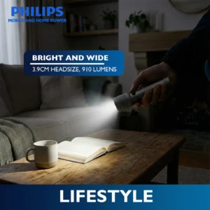 PHILIPS 10W Aluminium Alloy Rechargeable LED Flashlight | Ultra-Bright 910 Lumens | 300 m Beam Range
