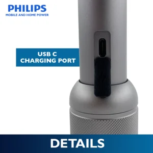 PHILIPS 10W Aluminium Alloy Rechargeable LED Flashlight | Ultra-Bright 910 Lumens | 300 m Beam Range