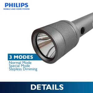 PHILIPS 10W Aluminium Alloy Rechargeable LED Flashlight | Ultra-Bright 910 Lumens | 300 m Beam Range
