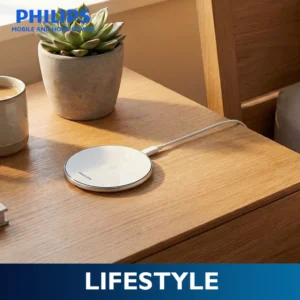 Philips 15W Wireless Charger Disc with Free 1.5M USB-C Cable