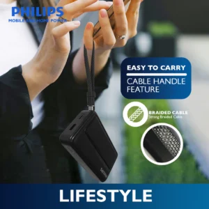 Philips 20000mAh Powerbank 45W PD QC3.0 Fast Charging Built-in USB-C Cable Portable Charger