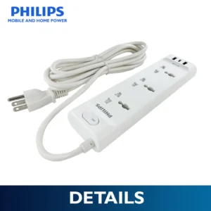 Philips 3 Universal Power Outlet with Integrated USB/USB-C Charging Port 3 Meters Extension