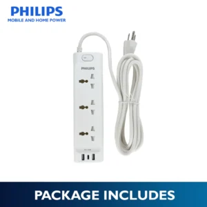 Philips 3 Universal Power Outlet with Integrated USB/USB-C Charging Port 3 Meters Extension