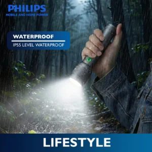 PHILIPS 10W Aluminium Alloy Rechargeable LED Flashlight | Ultra-Bright 910 Lumens | 300 m Beam Range
