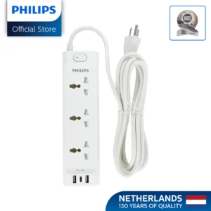 Philips 3 Universal Power Outlet with Integrated USB/USB-C Charging Port 3 Meters Extension