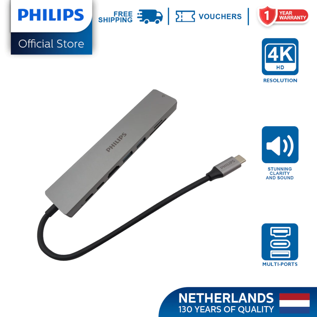 Philips USB-C to HDTV Multifunction Adapter Gaming Hub Multi Ports HDMI 4K Display USB 3.0 PD