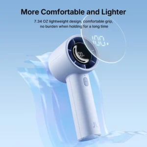 JISULIFE Life10/10S Handheld Fan 5‑Speed Turbo Mini Strong Wind, Long Battery, USB‑C Rechargeable